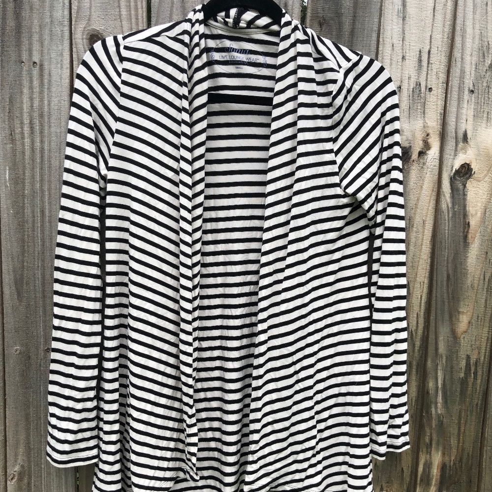 Soma Black White Striped Loungewear Cardigan